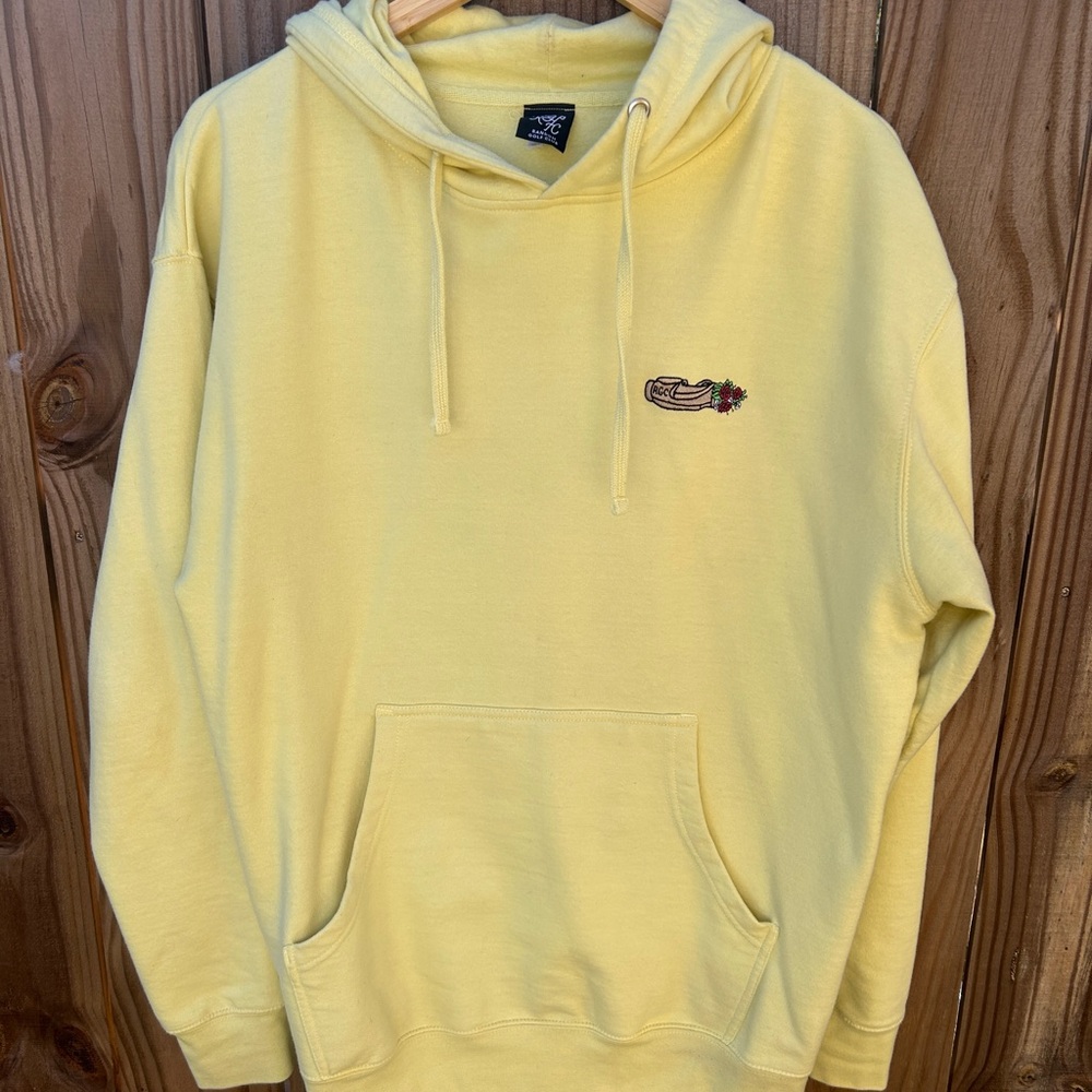 Random Golf Club Yellow Hoodie with Golf Bag Embroidered Design Size Large